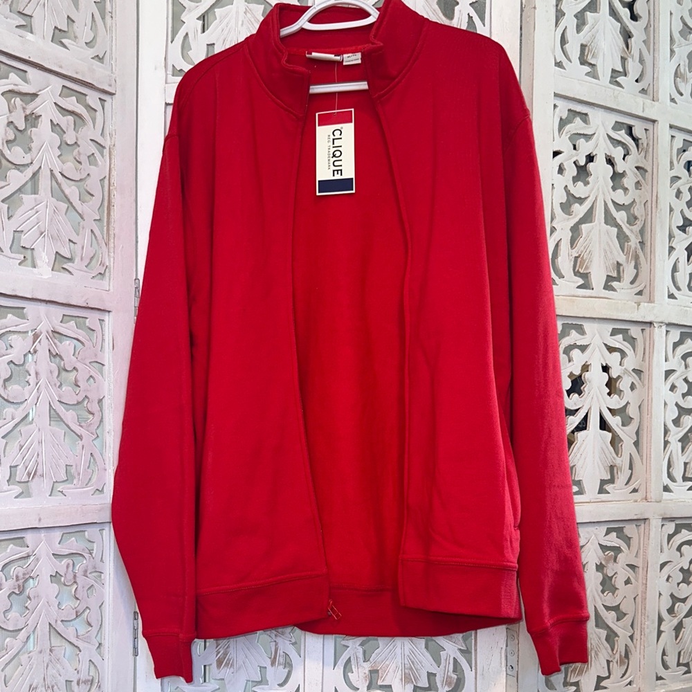 CLIQUE Men's Red Zip-Up Sweater